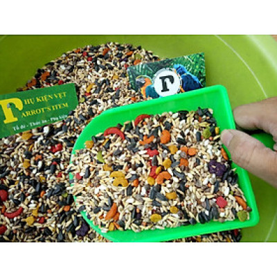 Hạt trộn kèm hạt trái cây nhỏ dành cho các dòng vẹt cockateil, LoveBird, Green check, ngực hồng