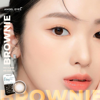 Lens 1 ngày màu có độ cận gồm 2 màu nâu & xám siêu ẩm nhãn hiệu Angel Eyes Hàn Quốc - Đường kính 14.2mm - Độ cận 0-8
