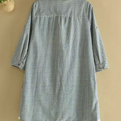 Sơ mi nữ kẻ caro dáng dài Ab05