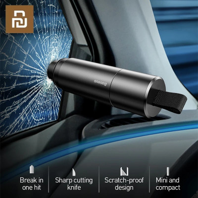 Dụng cụ sinh tồn Baseus Sharp Tool Safety Ham-mer CRSFH (tích hợp Dao cắt và phá kính) - Hàng chính hãng