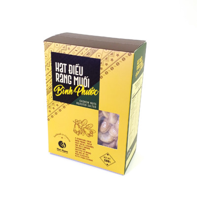 Hạt Điều không vỏ lụa rang muối Bình Phước, loại A+, hộp giấy 500g chuyên tặng người nước ngoài.