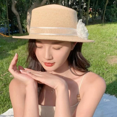 Nón đi biển mũ rộng vành phớt cao bồi cho nữ đai trắng gắn hoa xinh chất liệu cói chống nắng thoáng mát thời trang Hàn Quốc  dona240707