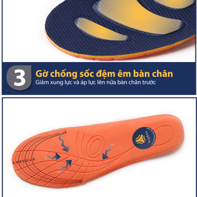 Lót giày thể thao EVA có 6 đệm chống sốc êm chân và rãnh chịu lực - buybox - BBPK154