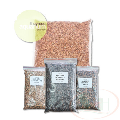 Sạn sỏi gốm Thủy Mộc ceramic, nâu đất, 3 màu trải nền bể cá tép thủy sinh tiểu cảnh