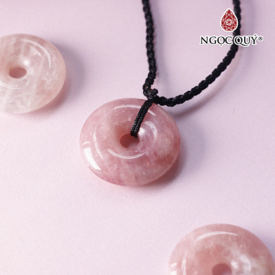 Mặt dây chuyền đồng điếu đá thạch anh hồng mệnh hỏa, thổ - Ngọc Quý Gemstones