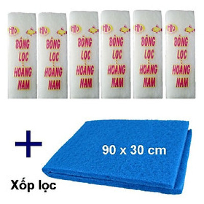 Xốp Lọc 90x30cm & 6 Bông Lọc 60x13cm | Vật Liệu Lọc Nước Hồ Cá Hiệu Quả