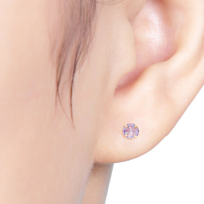 14K Gold Post Earrings Pink - MOON Jewelry