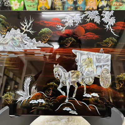 Tranh sơn mài cẩn ốc xà cừ cao cấp, ốc chìm, hàng xuất khẩu size 25x35 cm treo tường, trang trí nhà cửa,...