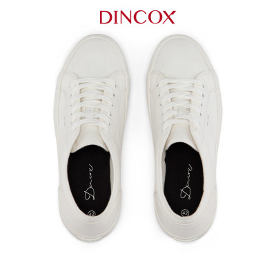 Giày Sneaker Vải Canvas Nam Nữ E18 White Dincox Shoes Sang Trọng