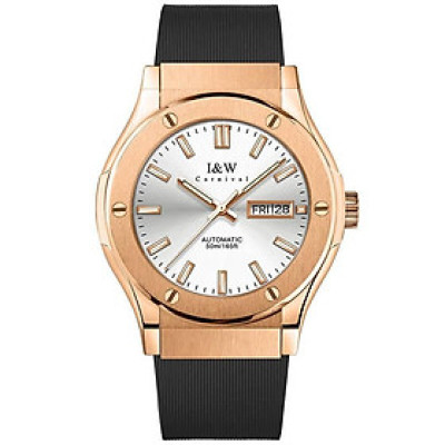 Đồng hồ nam chính hãng IW CARNIVAL IW55851G-48 Viền vàng, Kính sapphire,chống nước 50m,máy cơ Automatic,dây cao su xịn