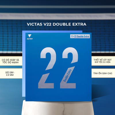 Mặt Vợt Bóng Bàn Victas V22 Double Extra Xanh - Tốc Độ Tối Ưu, Độ Xoáy Mạnh Mẽ, Hiệu Suất Đỉnh Cao