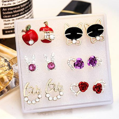 Combo 6 đôi bông tai nụ thời trang nữ xinh đẹp cho bạn gái