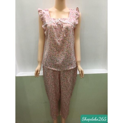 Đồ bộ nữ, đồ ngủ mặc nhà lửng 9 tấc BL 52 vải lụa mango cao cấp mặc mát họa tiết dễ thương size đại 58-65kg.