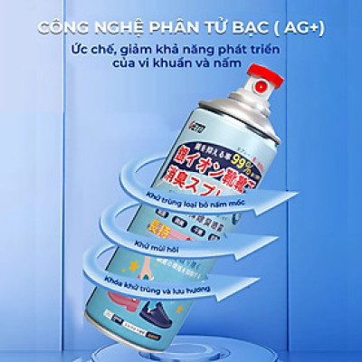 Chai xịt khử mùi giày dép NaNo Bạc khử vi khuẩn 99% loại bỏ mùi hôi giày dép Mũ Bảo Hiểm mùi hôi chân nhanh chóng, tiện lợi