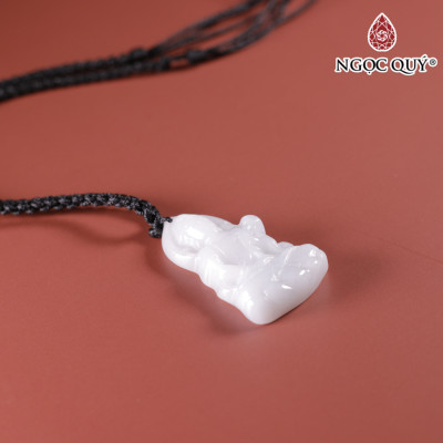 Mặt dây chuyền phật đá cẩm thạch bạch ngọc type A 38x22mm mệnh thủy kim - Ngọc Quý Gemstones