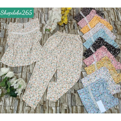 Đồ bộ nữ,đồ ngủ mặc nhà lửng 9 tấc vải lụa mango cao cấp BL 67 họa tiết hoa nhí siêu cưng size đại 58-67kg.