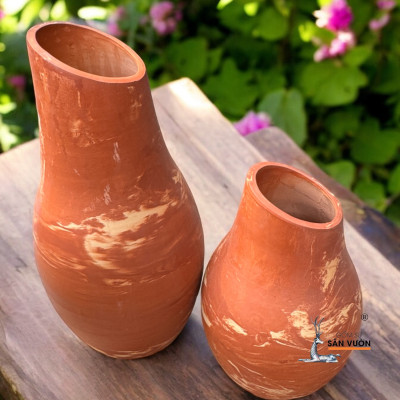 Bình Gốm Đất Nung Marble Cắm Hoa Khô