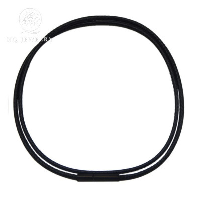 Dây da dây chuyền đeo cổ khóa inox đen cao cấp -  Ngọc Quý Gemstones