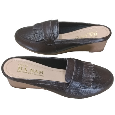 Sục Nữ Đế Xuồng HA NAM Da Bò Thật Đế Cao Su 5cm DNU2184