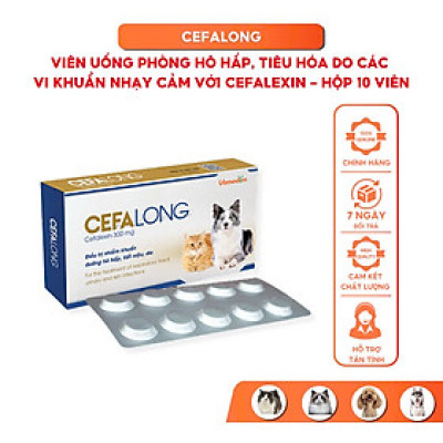 Vemedim Cefalong Viên Uống về Da, Hô Hấp, Tiết Niệu cho Chó Mèo - Hộp 10 viên