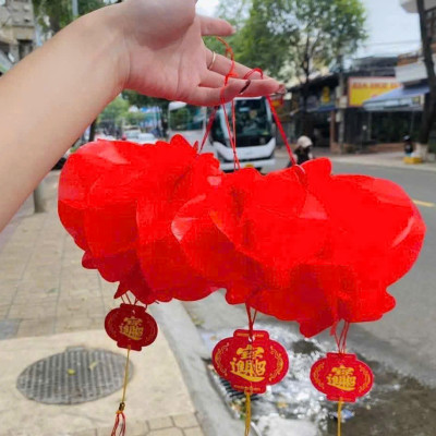 Combo 10 Lồng Đèn Đỏ Trang Trí Tết Bằng Nilon Chống Nước Mẫu Đèn Tổ Ong - Hàng Chính Hãng MINIIN