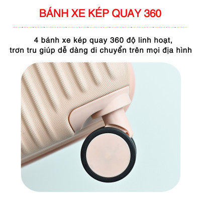 Vali Du Lịch Cao Cấp Size 24inch - Bảo Hành 5 Năm  KS-T01 - Hồng Nhạt
