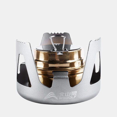 Bếp cồn dã ngoại, cắm trại, picnic SK063. Chất liệu hợp kim nhôm + đồng vàng. Nắp chữa cháy an toàn.