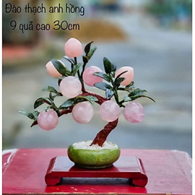 (MẪU MỚI ) Cây đào đá hồng  thạch anh 9 quả - cao 30cm & 40cm
