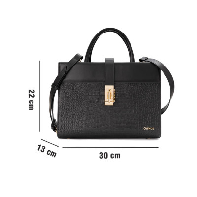 Túi xách nữ công sở Gence da bò dập vân TX18 Black