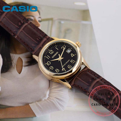 Đồng Hồ Nữ Casio LTP-V002GL-1B Dây Da - Mặt Số Viền Mạ Vàng