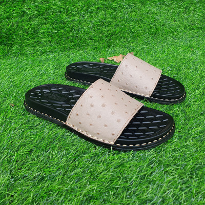 Dép nam một bản da bò Trường Hải 2 màu nâu, kem DN120