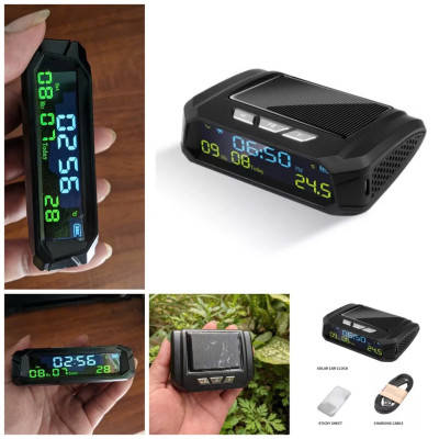 Đồng Hồ Taplo Ô Tô 3in1: Hiển Thị Giờ, Nhiệt Độ, Ngày Tháng – Dùng Năng Lượng Mặt Trời