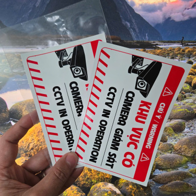 Tem Decal Nhựa Khu Vực Camera Giám Sát , Tem Chú Ý Dán Cảnh Báo, Có Camera Giám Sát Để Phòng Trộm Cắp. Takyhome 5004