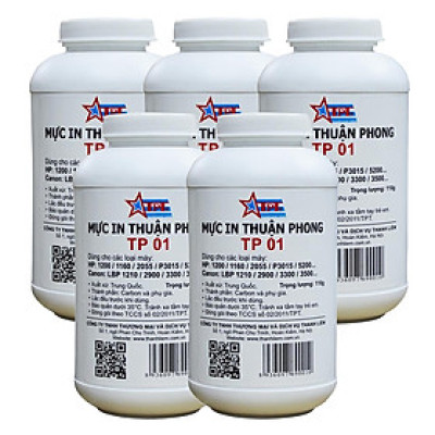 Bộ 5 chai Mực đổ Thuận Phong TP01 dùng cho máy in HP / Canon - Hàng Chính Hãng