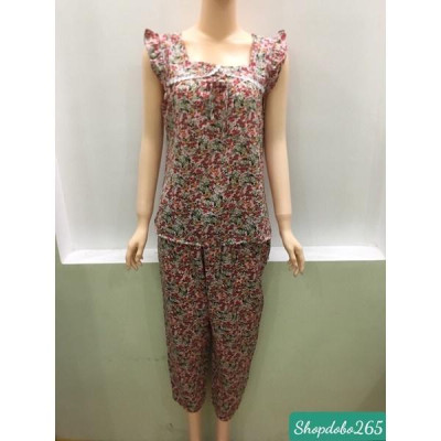 Đồ bộ nữ, đồ ngủ mặc nhà lửng 9 tấc BL 52 vải lụa mango cao cấp mặc mát họa tiết dễ thương size đại 58-65kg.