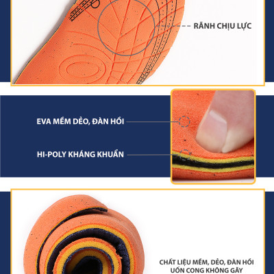 Lót giày thể thao EVA có 6 đệm chống sốc êm chân và rãnh chịu lực - buybox - BBPK154