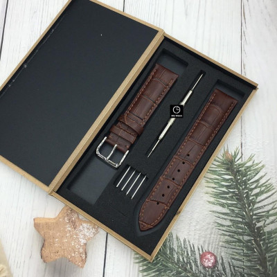 Dây Da Đồng Hồ Size 18mm 20mm 22mm Da Bò [Tặng Hộp Gỗ + Phụ Kiện]