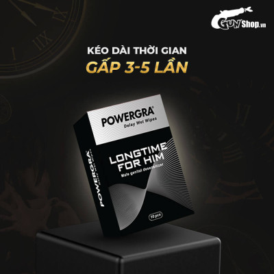 Khăn lau mini đa năng hỗ trợ nam giới Powergra Wet Wipes - Hộp 10 cái