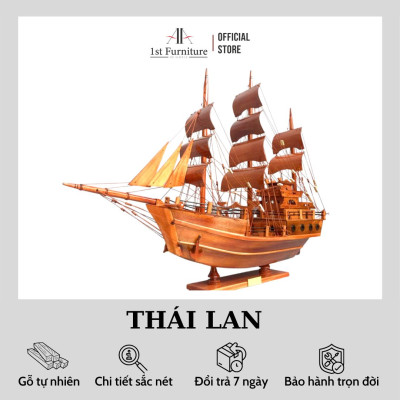 Mô hình thuyền cổ THÁI LAN cao cấp, mô hình thuyền gỗ tự nhiên sang trọng lắp ráp sẵn 1st FURNITURE