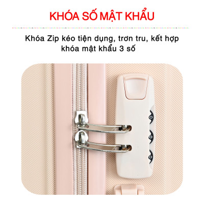 Vali Du Lịch Cao Cấp Size 24inch - Bảo Hành 5 Năm  KS-T01 - Hồng Nhạt