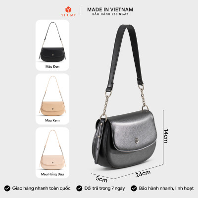 Túi Yuumy (Thời trang nữ nắp gập dáng cong size 24 - Túi đeo vai da Seasand YN340)