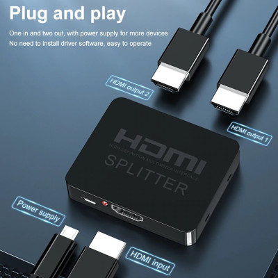 SOAIY Bộ Chia HDMI 1 Ra 2 Chất Lượng 4K Video Switch HDMI Switcher Splitter 1X2 - Hàng Nhập Khẩu
