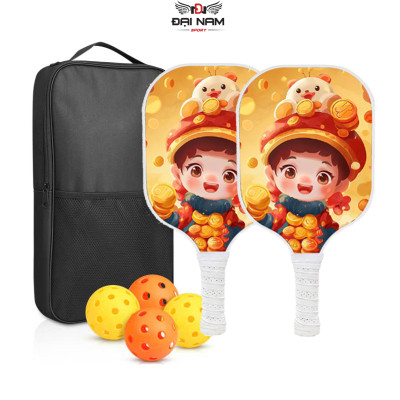 Vợt Pickleball Trẻ Em Sợi Carbon Cao Cấp Đại Nam Sport + Kèm Túi Chống Sốc Và 4 Bóng