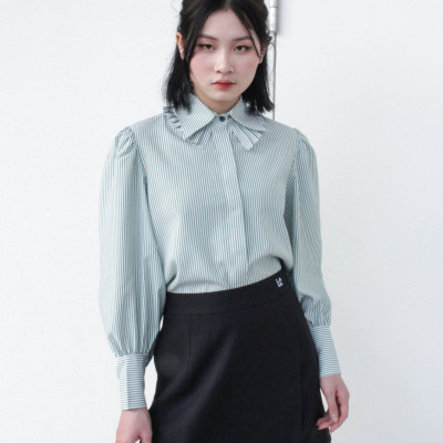 LAAS Somi tay phòng sọc xanh dịu dàng thanh lịch nữ tính