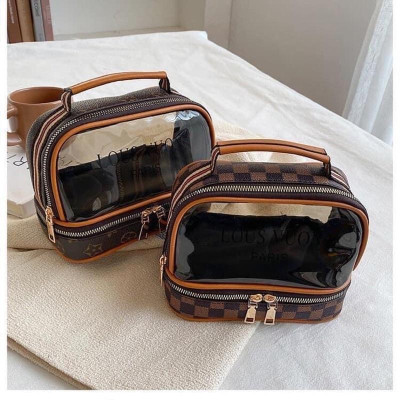 Túi đựng mỹ phẩm trong suốt đa năng đi du lịch, túi đựng đồ cá nhân hai tầng