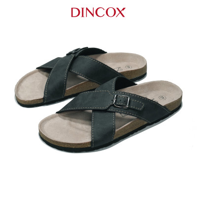 Dép Đế Trấu Nam Quai Chéo 1 Khóa Charcoal DC05 Dincox