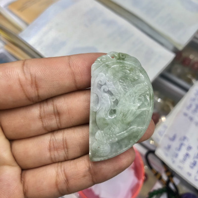 Mặt dây chuyền Rồng phụng phong thủy đá ngọc phỉ thúy