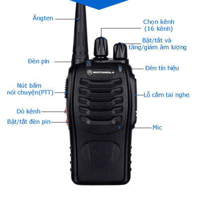 2 Bộ đàm Motorola XPR-368 + 2 Tai nghe chuyên dụng cho bộ đàm, phiên bản mới nhỏ gọn, liên lạc xa 2.5 km, pin dùng 12 giờ, xuyên phá vật cản tốt - Hàng nhập khẩu