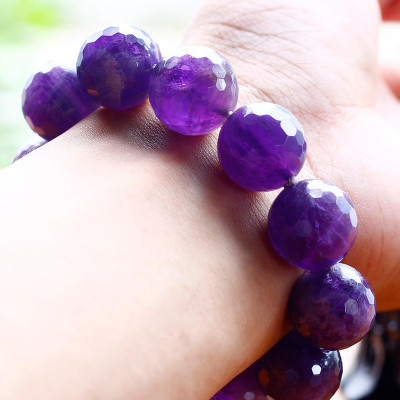 Vòng thạch anh tím hạt đa giác size 16mm mệnh hỏa. thổ - Ngọc Quý Gemstones