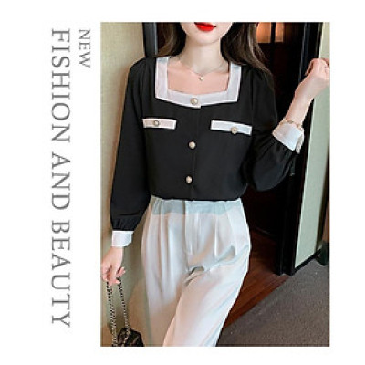 ÁO SƠ MI CỔ VUÔNG VIỀN XINH XẮN